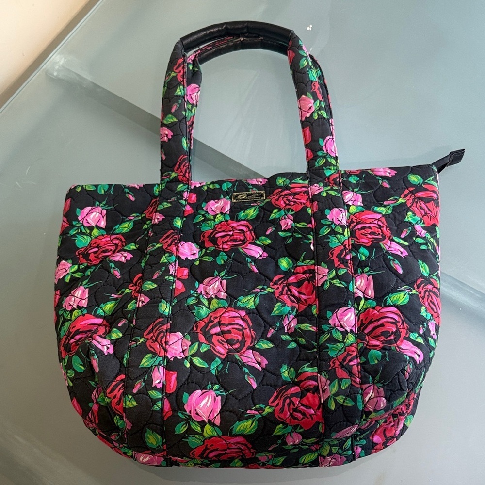Betsey Johnson Luv Betsey Rose Print Tote Bag | Large Carryall Statement Bag - Picture 8 of 15